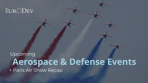 Aircraft on display at an international aerospace and defense trade show